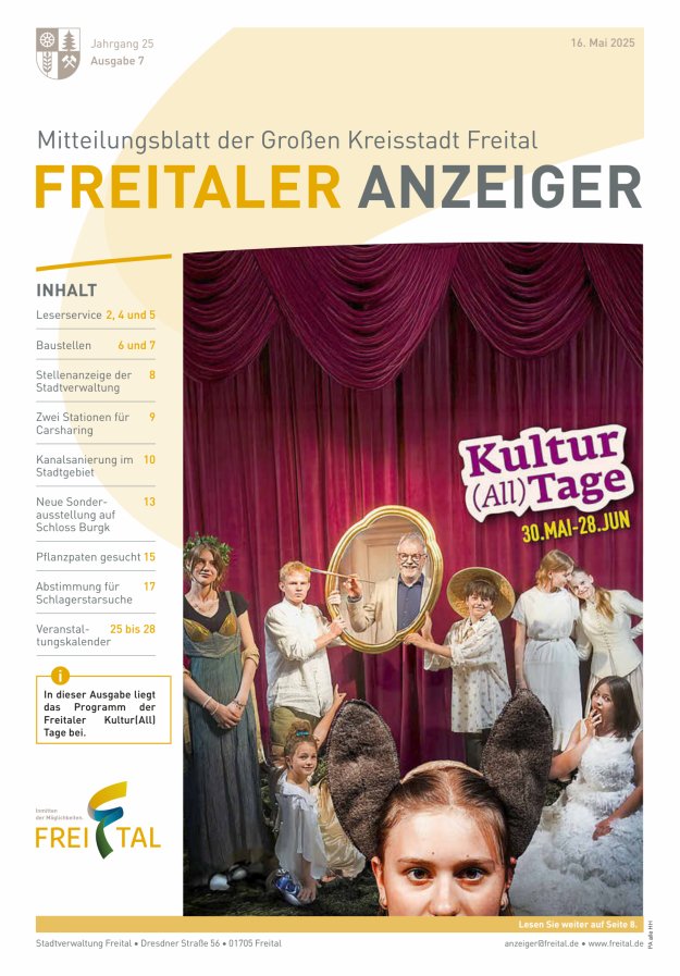 Freitaler Anzeiger - Amtsblatt der Großen Kreisstadt Freital Titelblatt 07/2025