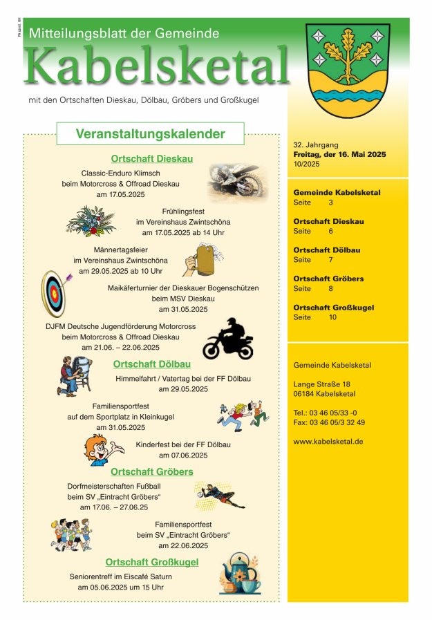 Amtsblatt der Gemeinde Kabelsketal mit den Ortsteilen Titelblatt 10/2025