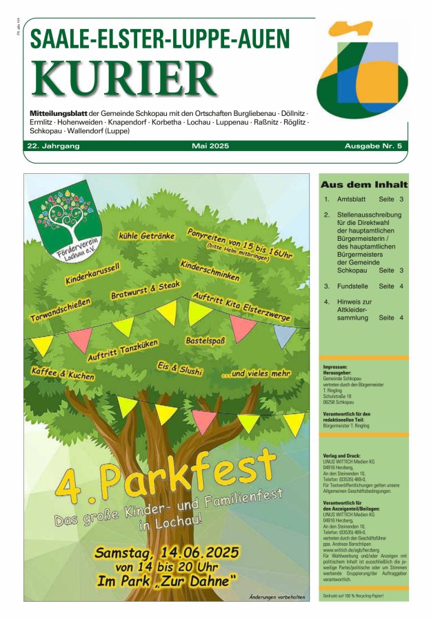 Saale-Elster-Luppe-Auen-Kurier Titelblatt 05/2025