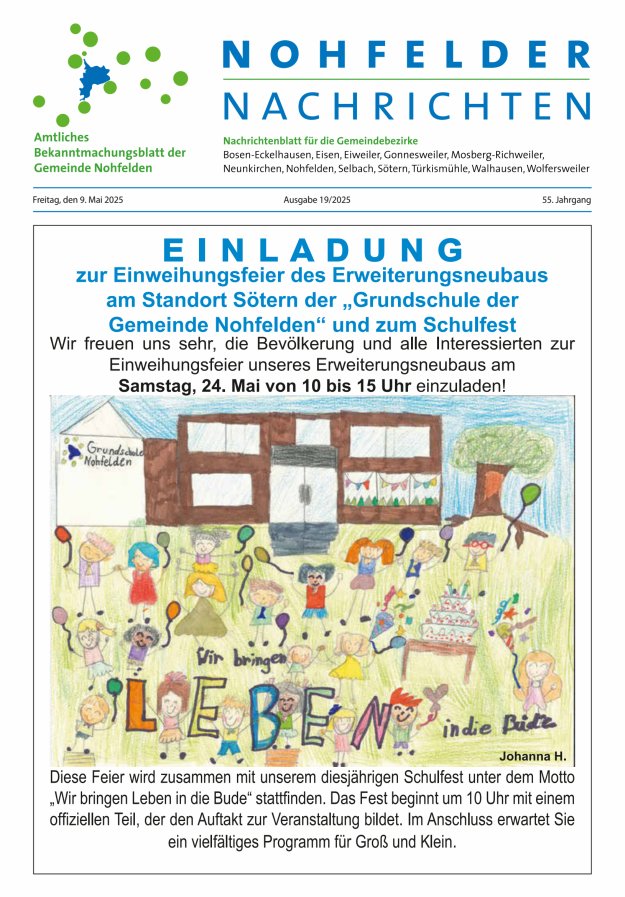 Nohfelder Nachrichten Titelblatt 19/2025