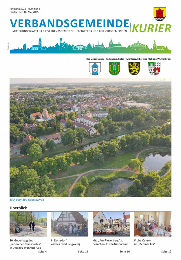 Verbandsgemeindekurier - Mitteilungsblatt für die Verbandsgemeinde Liebenwerda Titelblatt 05/2025