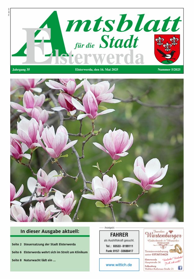 Amtsblatt für die Stadt Elsterwerda Titelblatt 05/2025
