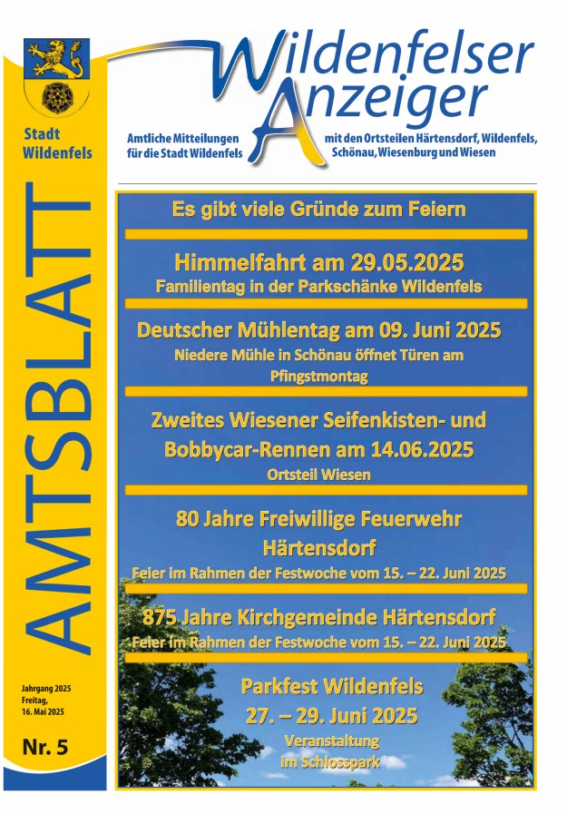 Wildenfelser Anzeiger Titelblatt 05/2025