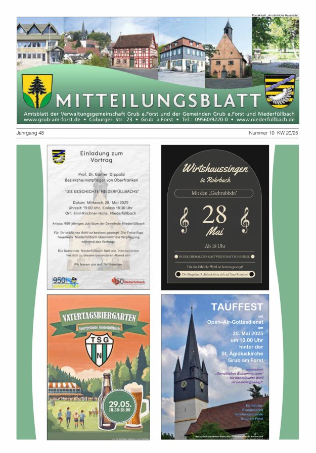 Amts- und Mitteilungsblatt der VGem Grub a.Forst Titelblatt 10/2025