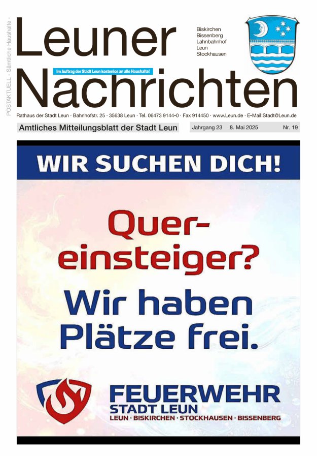 Leuner Nachrichten Titelblatt 19/2025