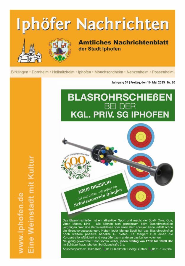 Iphöfer Nachrichten Titelblatt 20/2025