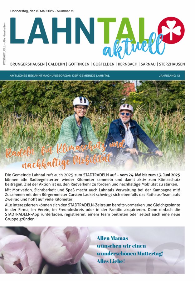 Amtliches Bekanntmachungsorgan der Gemeinde Lahntal Titelblatt 19/2025