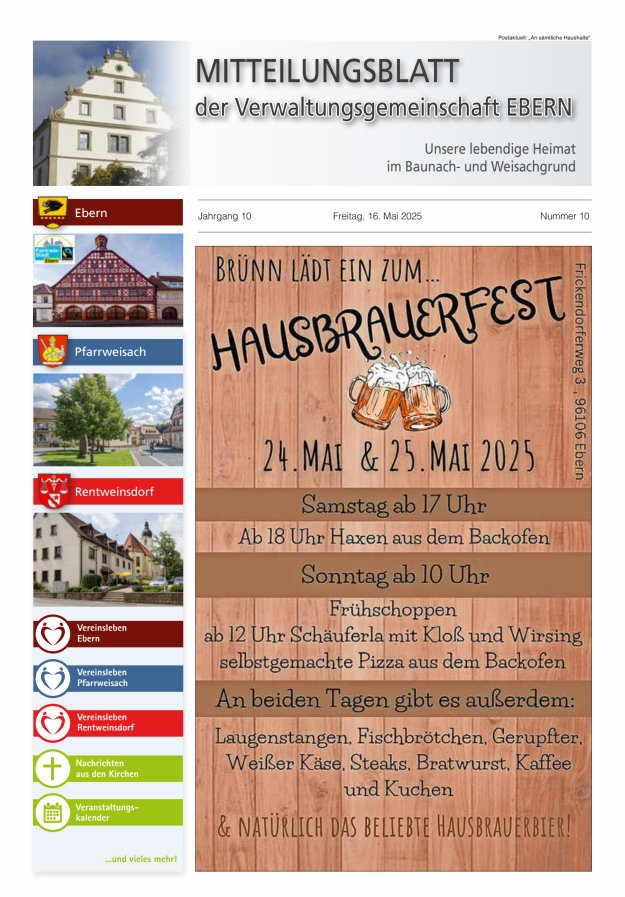 Mitteilungsblatt der Verwaltungsgemeinschaft Ebern Titelblatt 10/2025