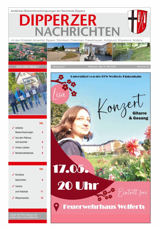 Dipperzer Nachrichten Titelblatt 20/2025