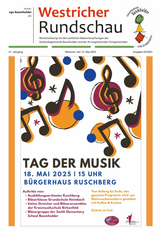 Westricher Rundschau VG Baumholder Titelblatt 20/2025