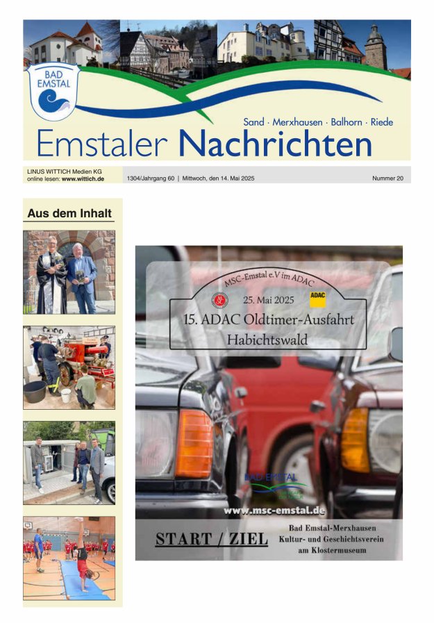 Emstaler Nachrichten Titelblatt 20/2025