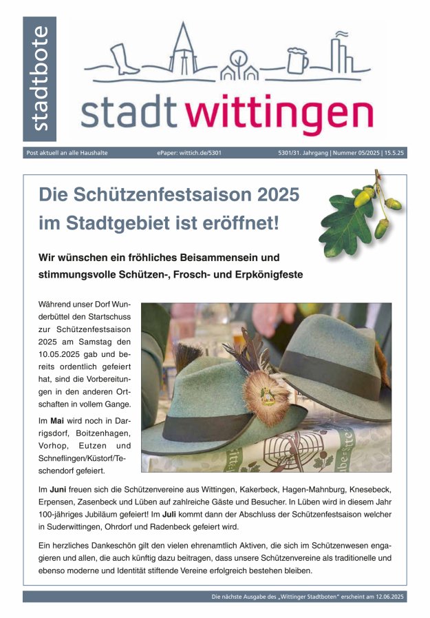 Wittinger Stadtbote Titelblatt 05/2025
