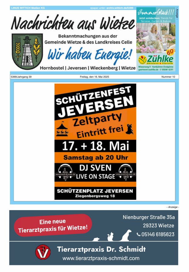 Nachrichten aus Wietze Titelblatt 10/2025
