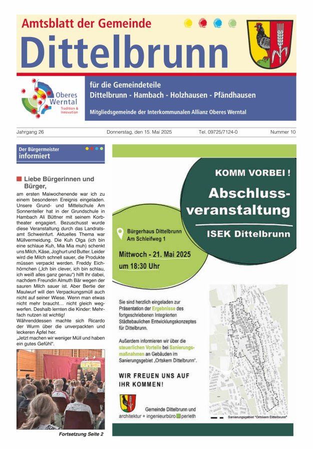 Amtsblatt der Gemeinde Dittelbrunn Titelblatt 10/2025