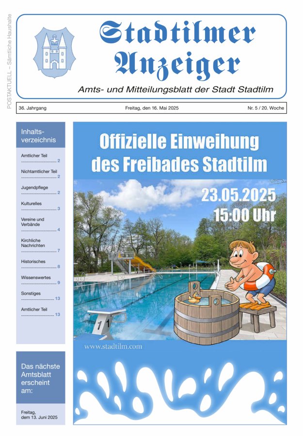 Stadtilmer Anzeiger Titelblatt 05/2025