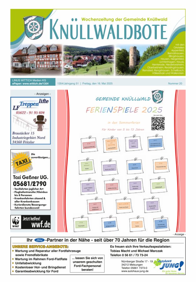 Knüllwaldbote Titelblatt 20/2025
