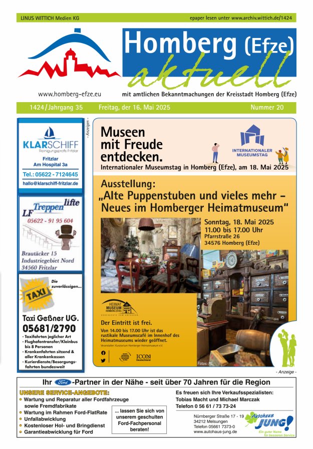 Homberg Efze aktuell Titelblatt 20/2025