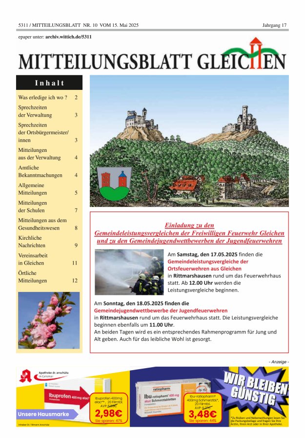 Mitteilungsblatt Gleichen Titelblatt 10/2025