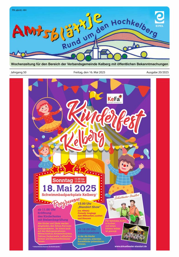 Amtsblättje - Rund um den Hochkelberg Titelblatt 20/2025
