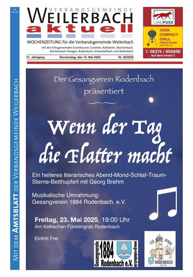 Verbandsgemeinde Weilerbach aktuell Titelblatt 20/2025