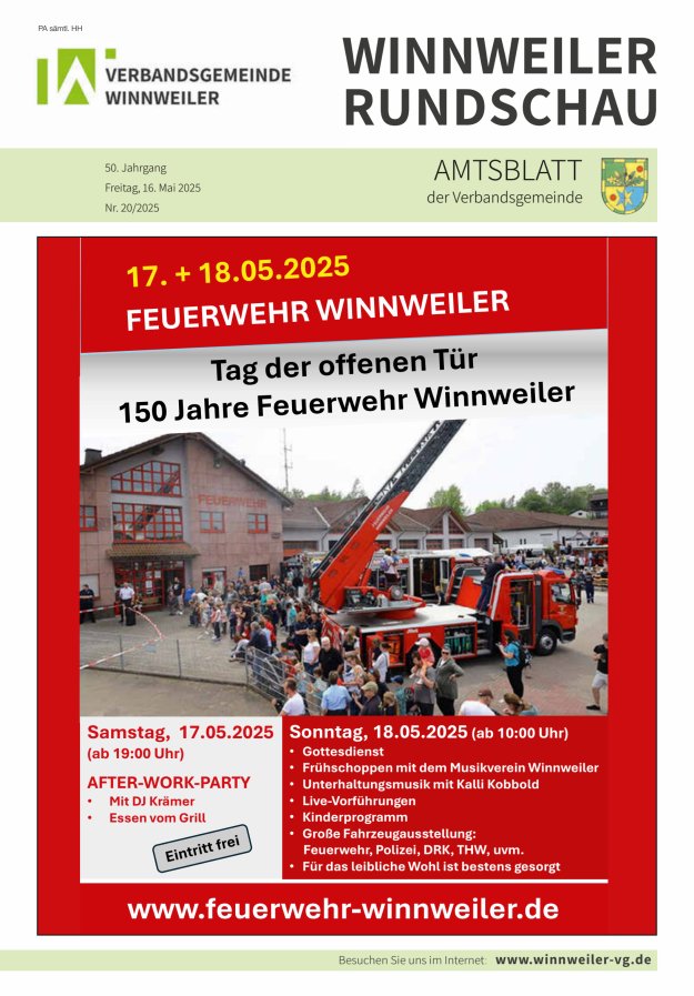 Winnweiler Rundschau Titelblatt 20/2025
