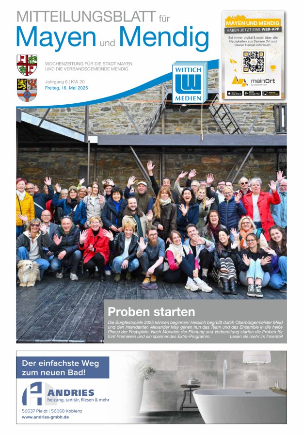Mitteilungsblatt für Mayen und Mendig Titelblatt 20/2025