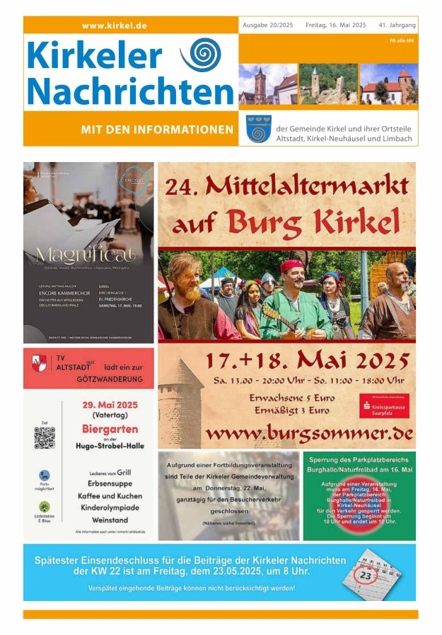 Kirkeler Nachrichten Titelblatt 20/2025