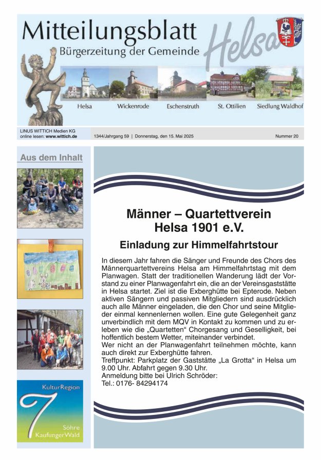 Mitteilungsblatt Helsa Titelblatt 20/2025