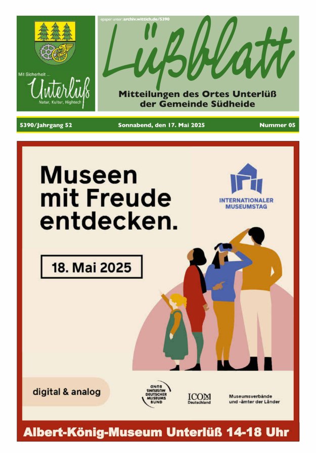 Mitteilungsblatt der Gemeinde Unterlüß Titelblatt 05/2025
