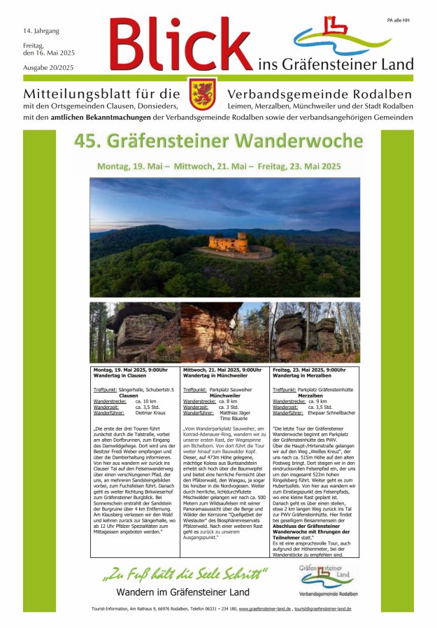 Blick ins Gräfensteiner Land VG Rodalben Titelblatt 20/2025