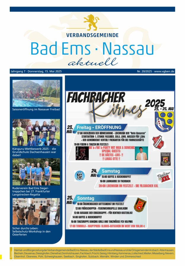 Bad Ems-Nassau aktuell Ausgabe Nassau Titelblatt 20/2025