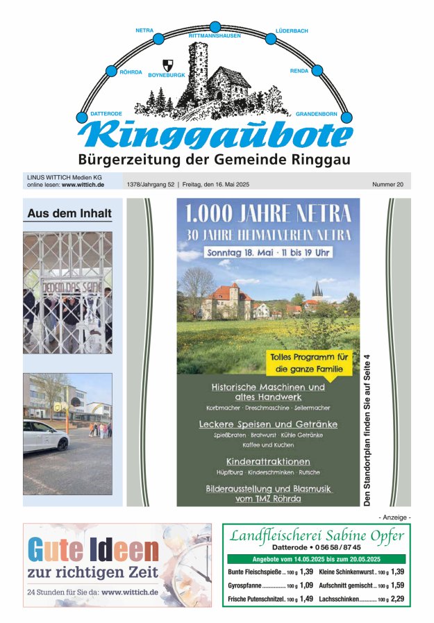 Ringgaubote Titelblatt 20/2025