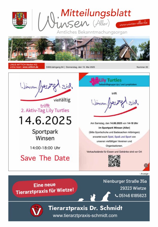 Mitteilungsblatt der Gemeinde Winsen Titelblatt 20/2025