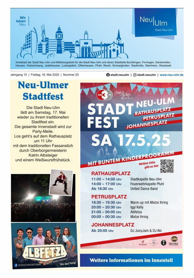 Amtsblatt der Stadt Neu-Ulm und Mitteilungsblatt für die Stadt Neu-Ulm Titelblatt 20/2025