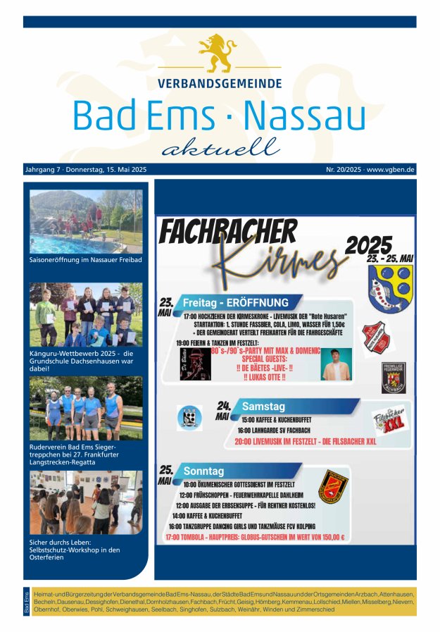 Bad Ems-Nassau aktuell Ausgabe Bad Ems Titelblatt 20/2025