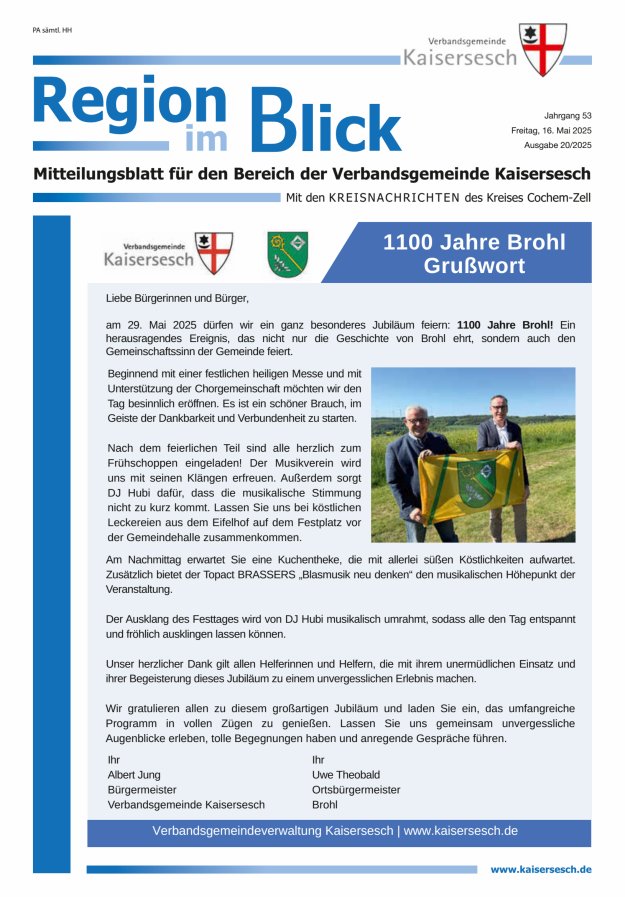 Region im Blick VG Kaisersesch Titelblatt 20/2025