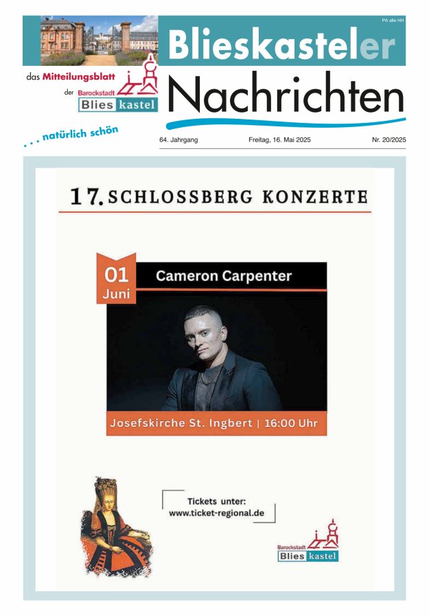 Blieskasteler Nachrichten  Titelblatt 20/2025