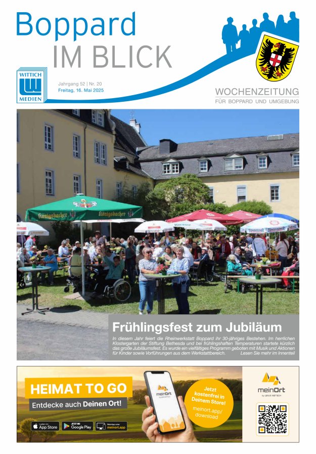 Boppard im Blick - Heimatzeitung für die Stadt Boppard Titelblatt 20/2025