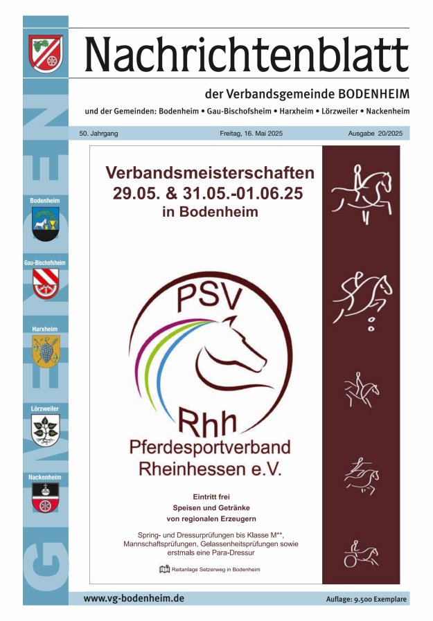 Nachrichtenblatt der VG Bodenheim              Titelblatt 20/2025