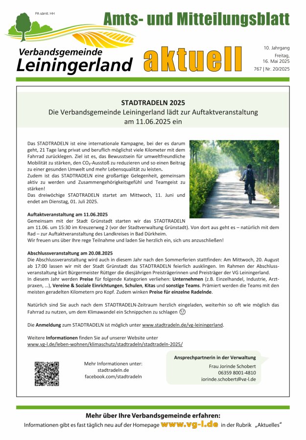 VG Leiningerland aktuell Titelblatt 20/2025