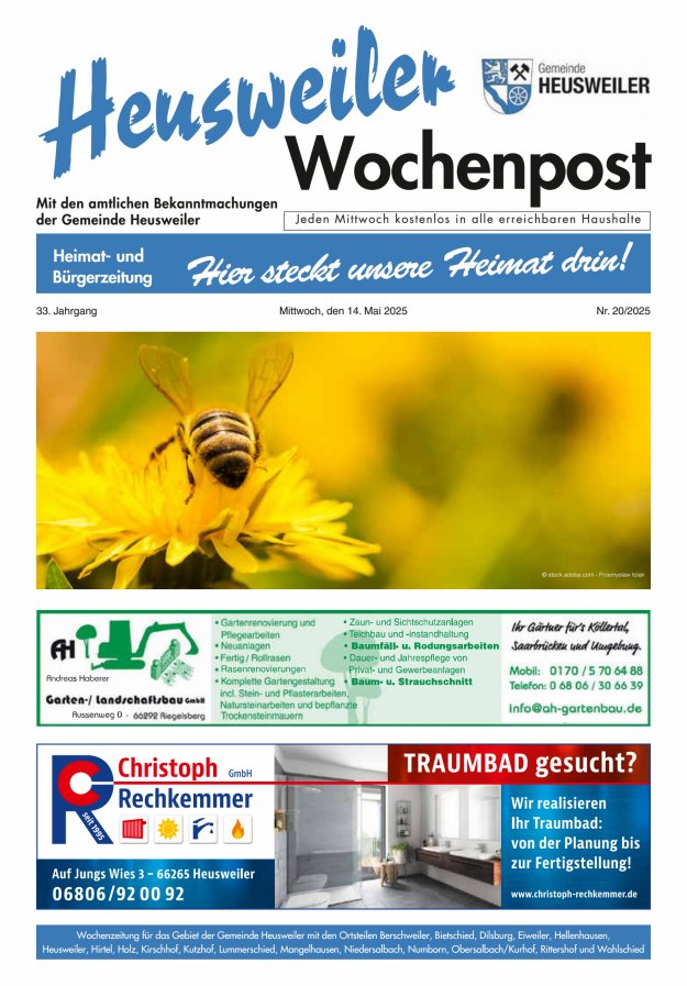 Heusweiler Wochenpost Titelblatt 20/2025