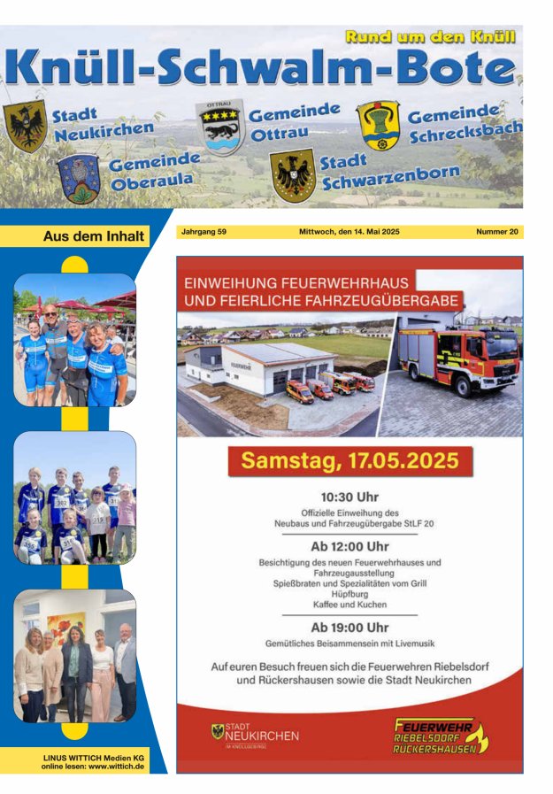 Knüll-Schwalm-Bote Titelblatt 20/2025