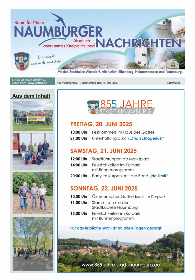 Naumburger Nachrichten Titelblatt 20/2025