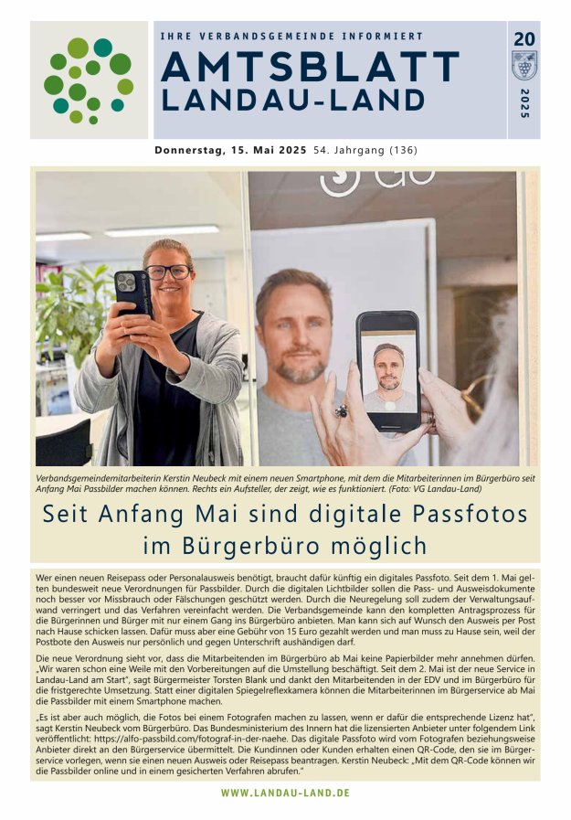 Amtsblatt VG Landau-Land Titelblatt 20/2025