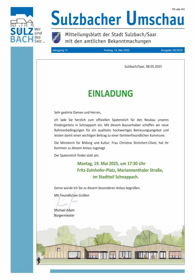 Sulzbacher Umschau Titelblatt 20/2025