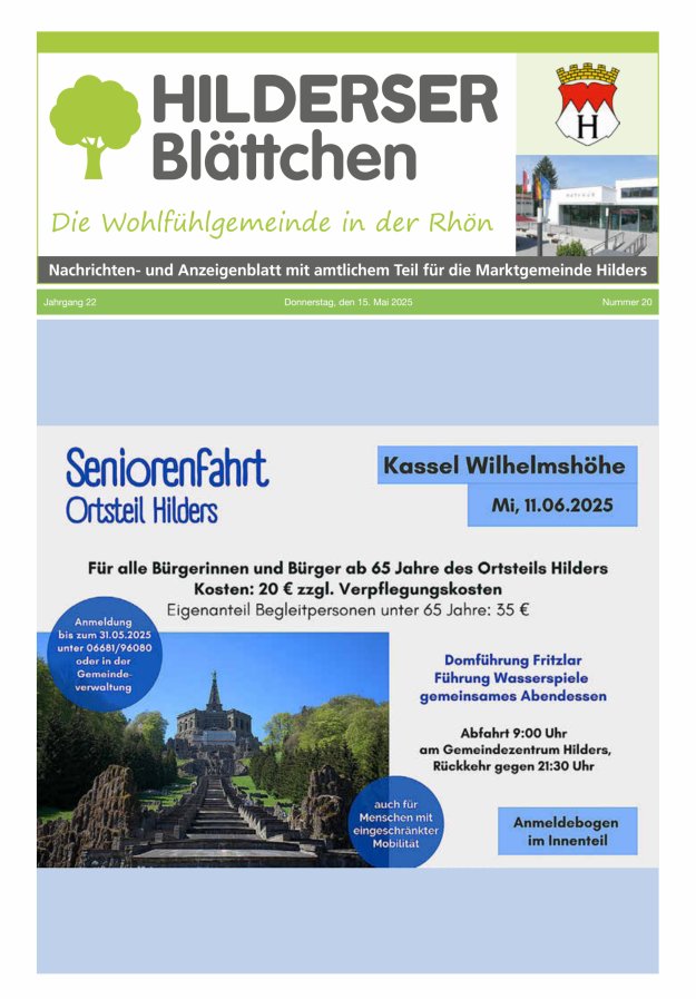 Hilderser Blättchen Titelblatt 20/2025