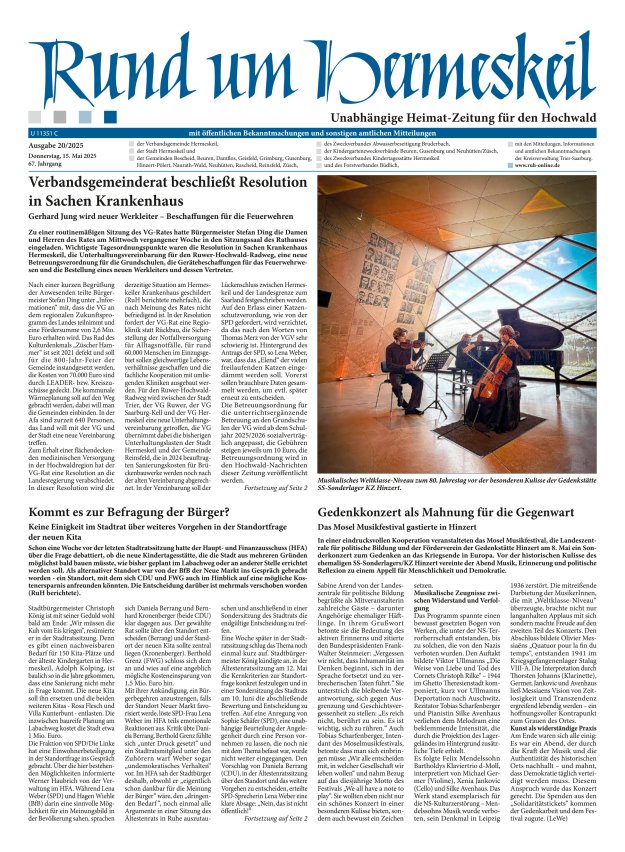 Rund um Hermeskeil Titelblatt 20/2025