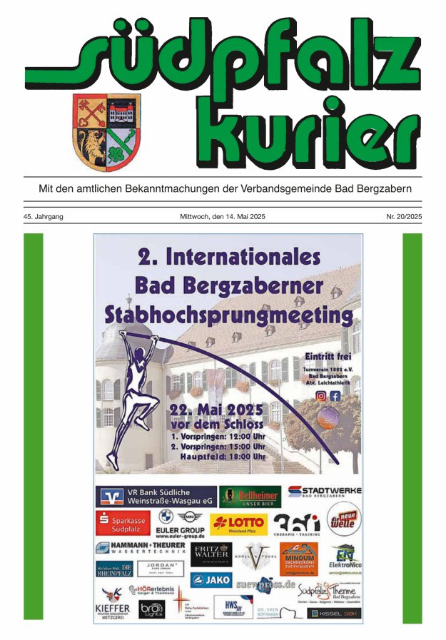 Südpfalz Kurier - VG Bad Bergzabern Titelblatt 20/2025