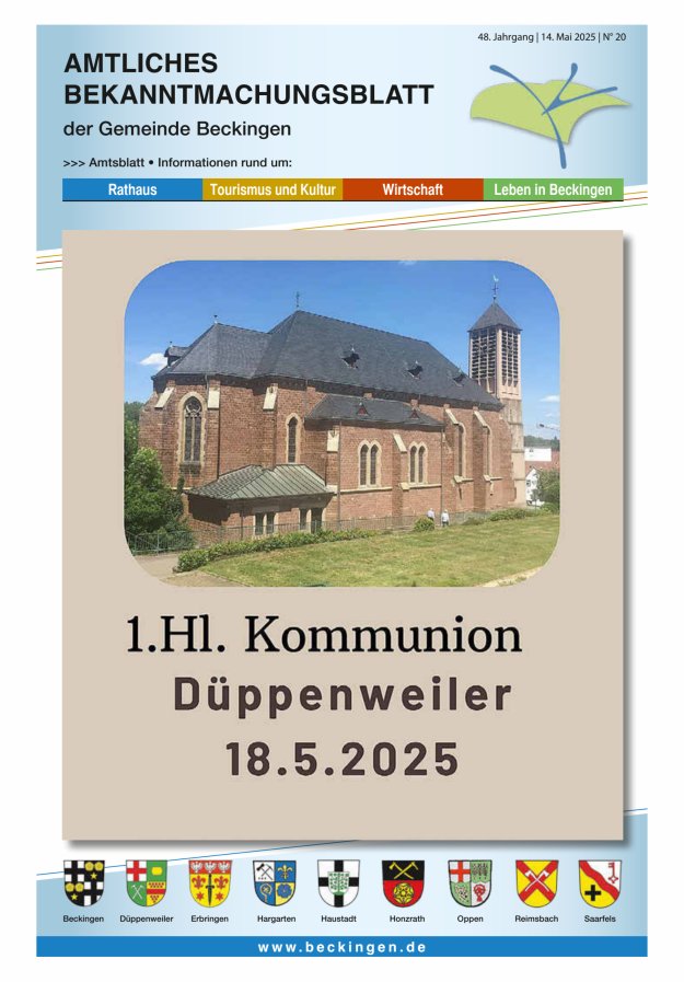 Amtsblatt Beckingen Titelblatt 20/2025