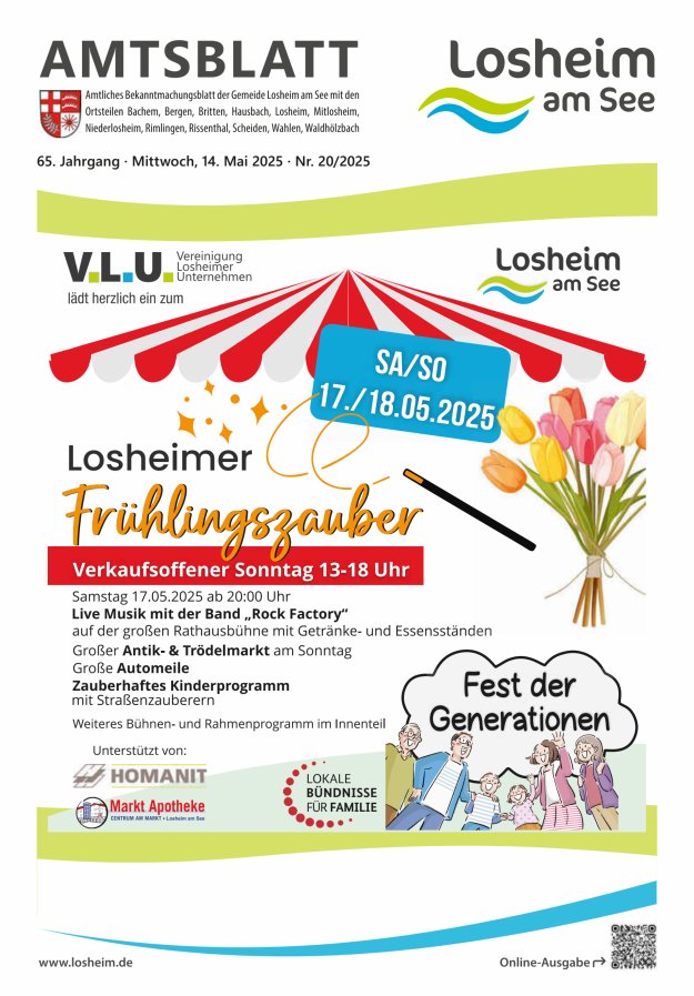 Amtliches Bekanntmachungsblatt der Gemeinde Losheim am See Titelblatt 20/2025